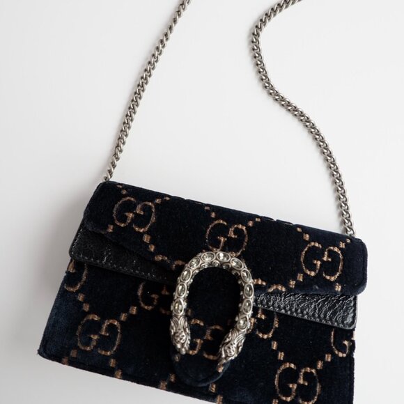 Authentic Preowned Gucci Navy Velvet Super Mini Dionysus Bag - Picture 2 of 16